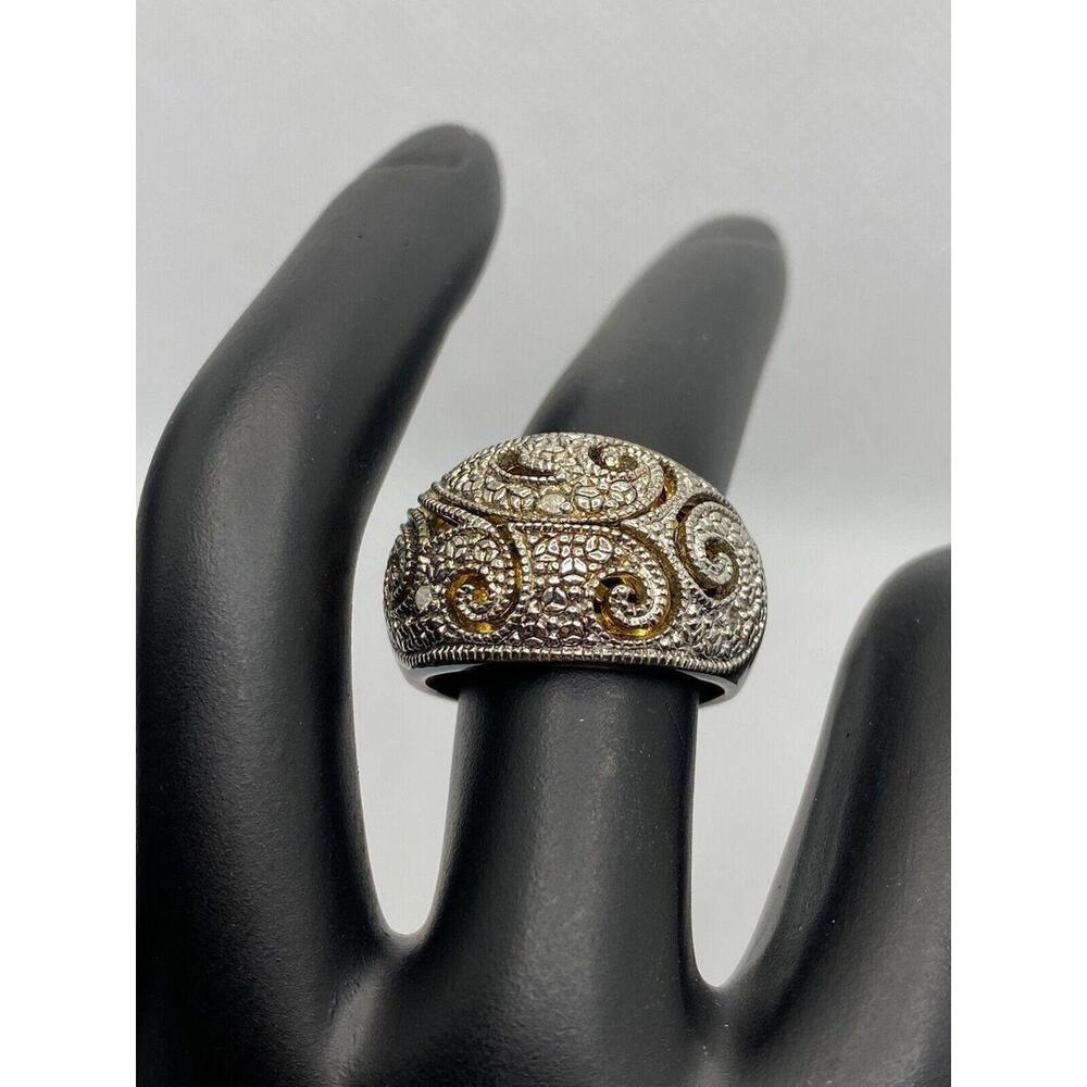 SETA Signed Sterling Silver 925 Ring Small Diamonds Stones Size 7